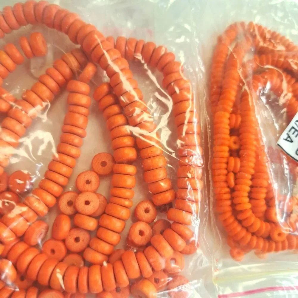 Orange Wooden Jewelry Making Beads 8mm and smaller